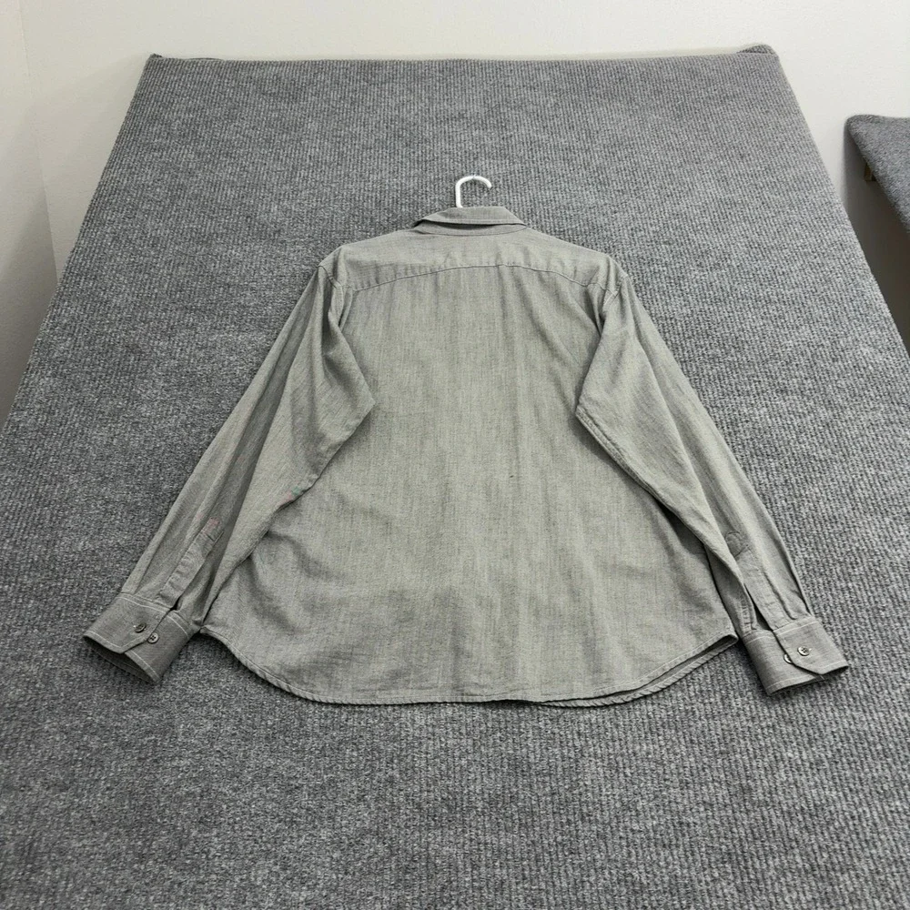 Banana Republic Shirt Mens L Gray Cotton Wool Blend Dual Pocket Classic Casual